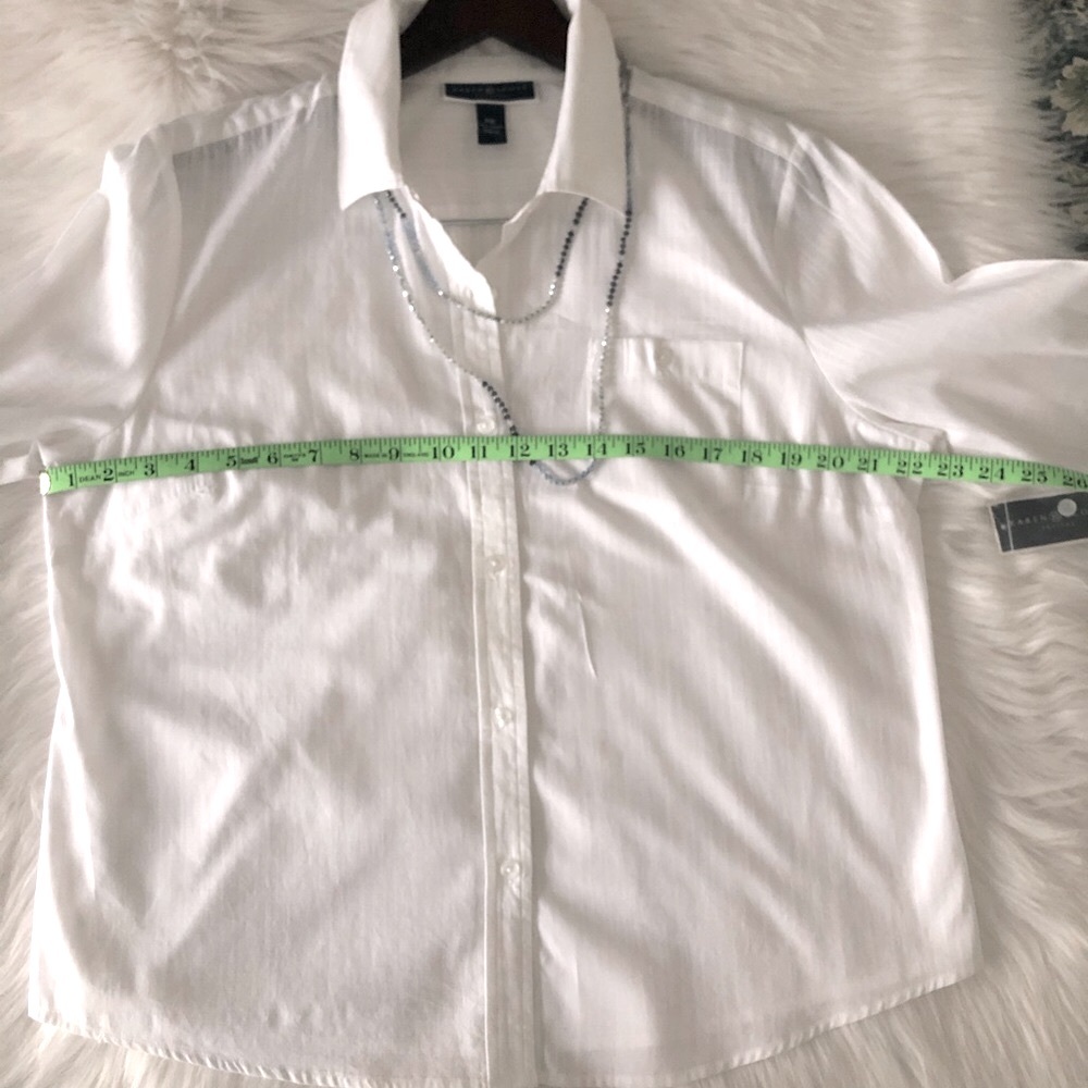 KAREN-SCOTT Petites 3/4 White Oxford Shirt - Picture 14 of 16